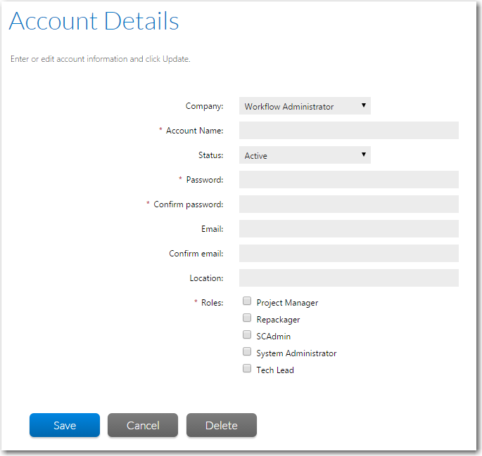 Account Details Page
