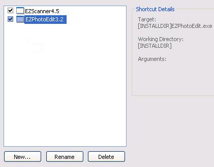 Initial List of Shortcuts for an Application
